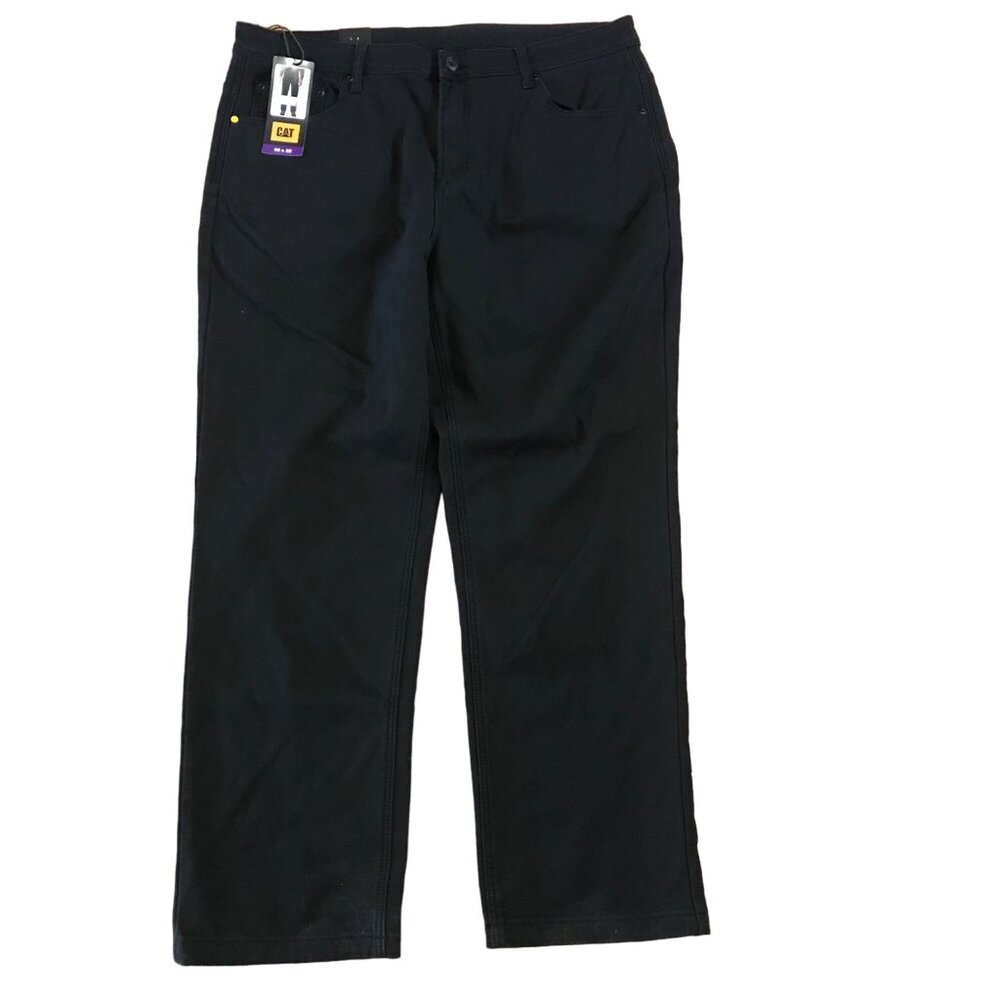 Caterpillar Mens Black Work Pants 40x32 Cotton/Spandex Fleece Lined Durable